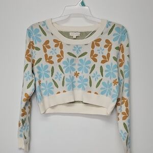 La Hearts Cream and Green Knit Sweater